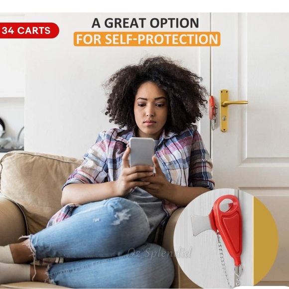 Red and Silver Key and Card Holder with Chain - Picture 5 of 8